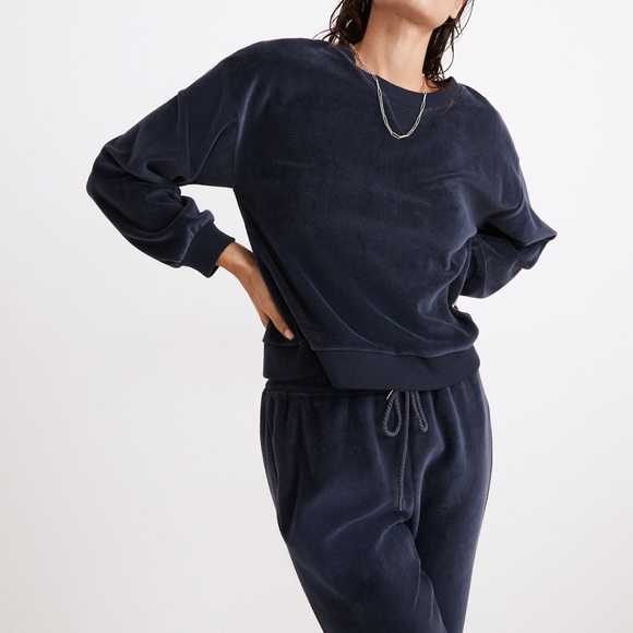 Madewell MWL Velour Crewneck Sweatshirt - Picture 1 of 4